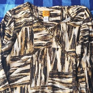 Ruby Rd. Black Asymmetrical Long Sleeve Blouse